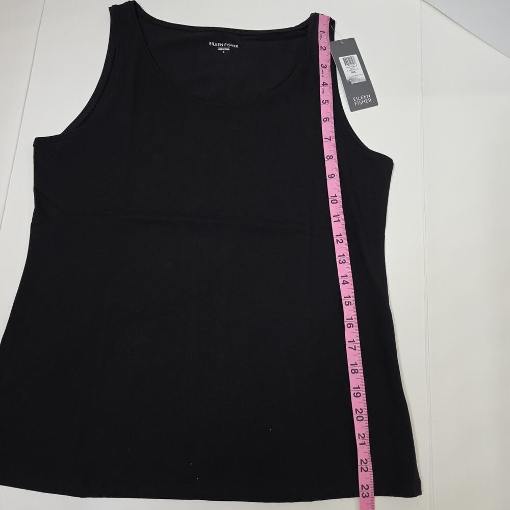 New Eileen Fisher Black Scoop Neck Organic Cotton Tank Top Blouse Size Small - Picture 5 of 7